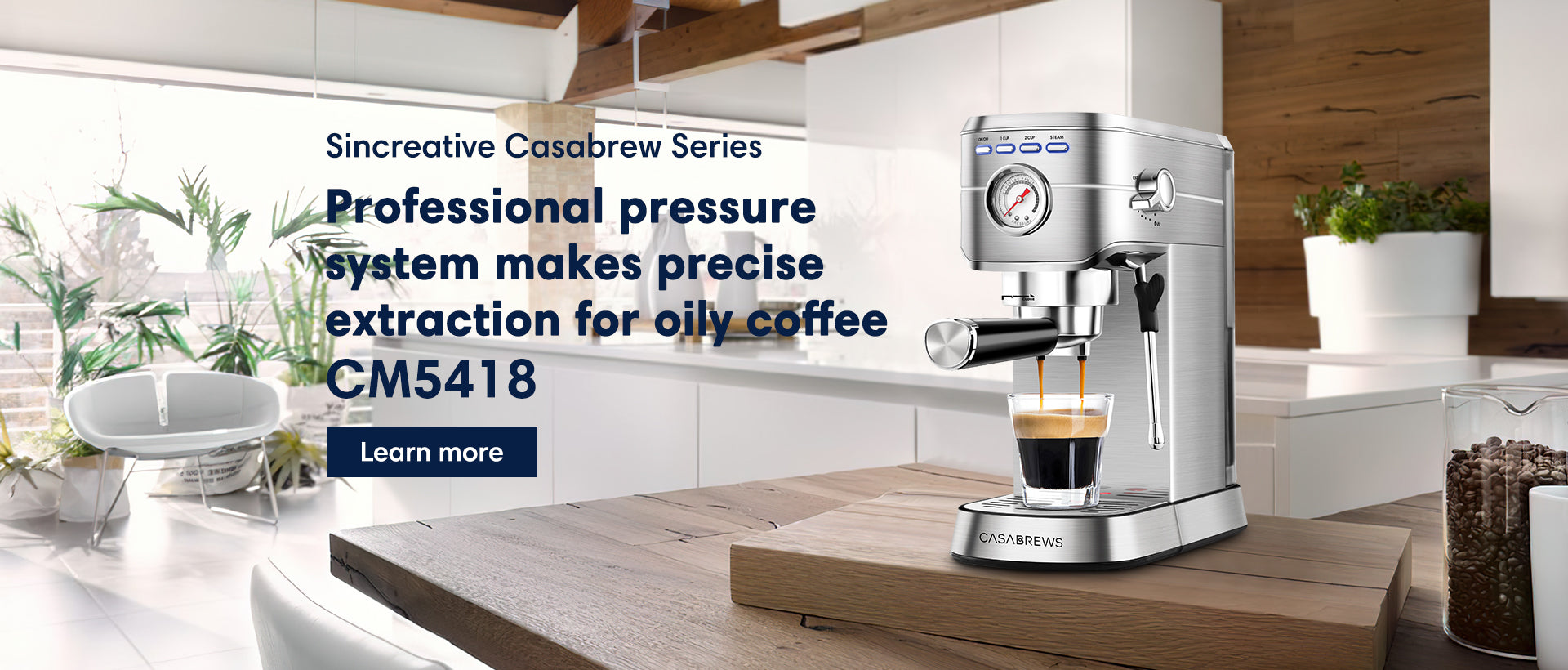 Casabrews slim CM5418 Espresso Machine doesn't skimp on taste! Get all the rich coffee flavor you expect, in an ultra-sleek design. By concentrating its coffee knowhow and expertise into a brand new design, Sincreative has delivered its most functional es