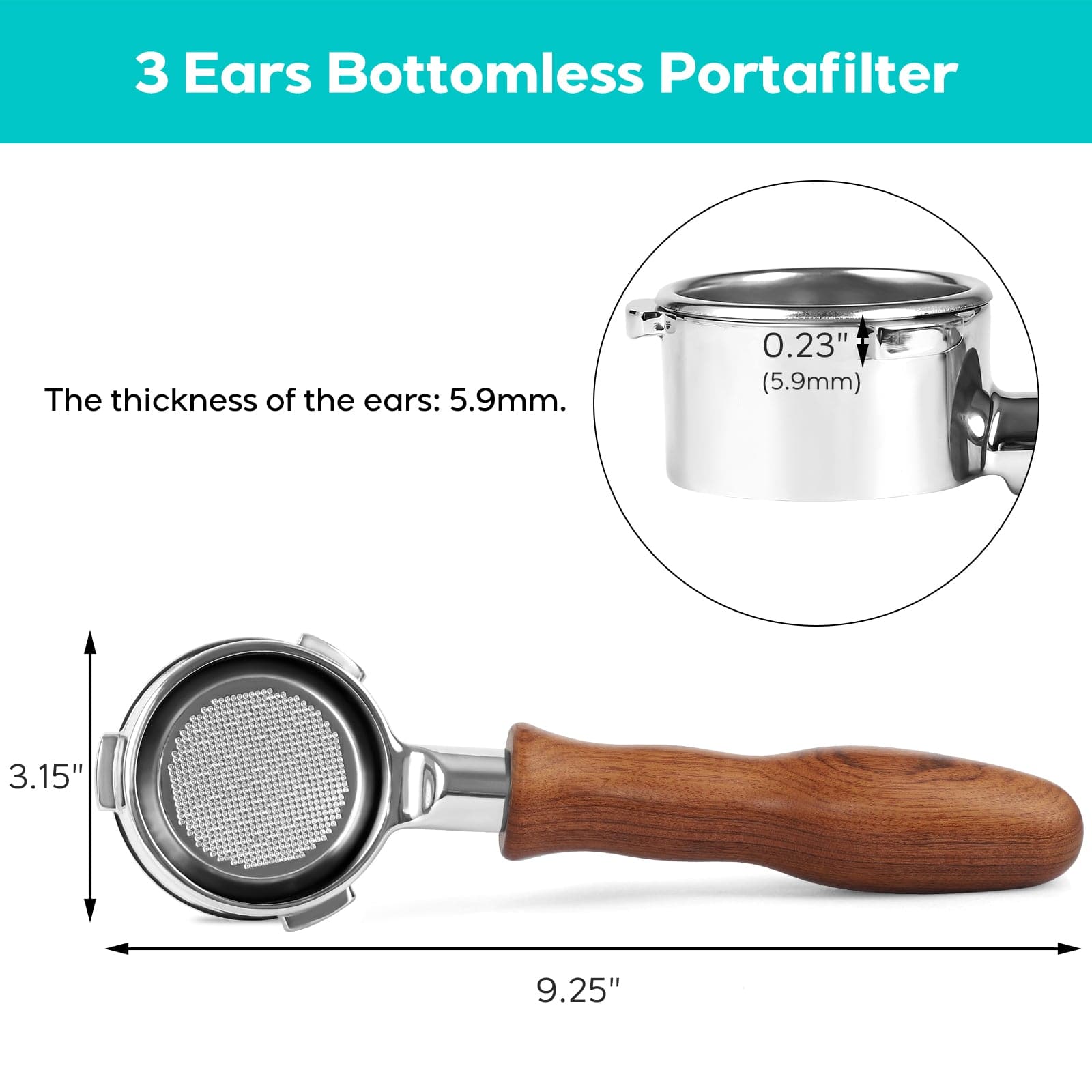 58mm Bottomless Stainless-steel Portafilter with 3 Ears Compatible with 5700 Series