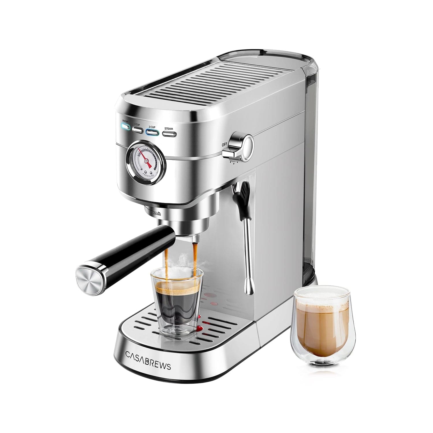 CASABREWS CM5418™ Compact 20-Bar Espresso Machine with Stainless Steel Milk Frother-Refurbished