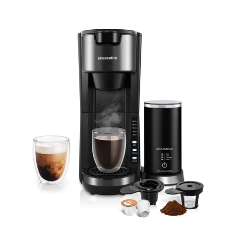 Sincreative KCM207 K-Cup Coffee Maker with Multi-functional Milk Frother