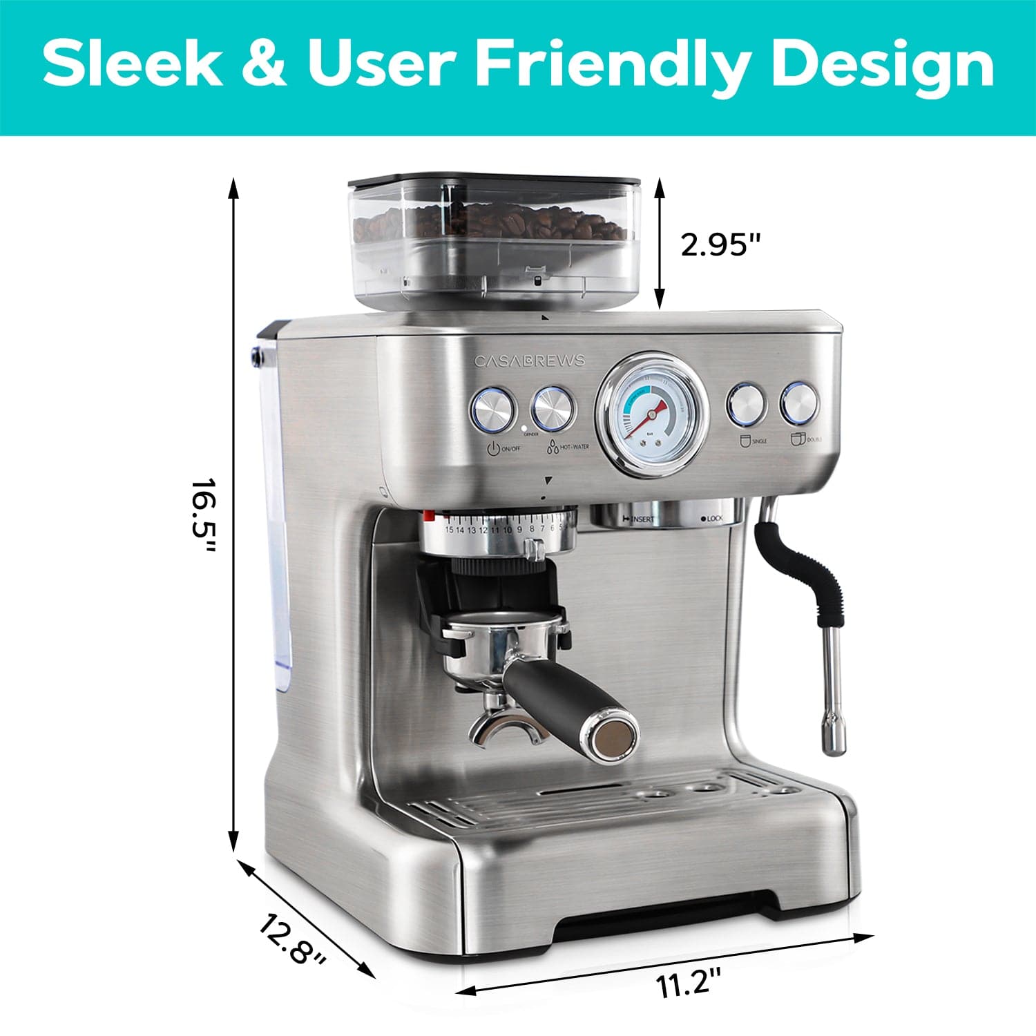Casabrews 5700Gense™ All-in-One Espresso Machine with Grinding Memory Function