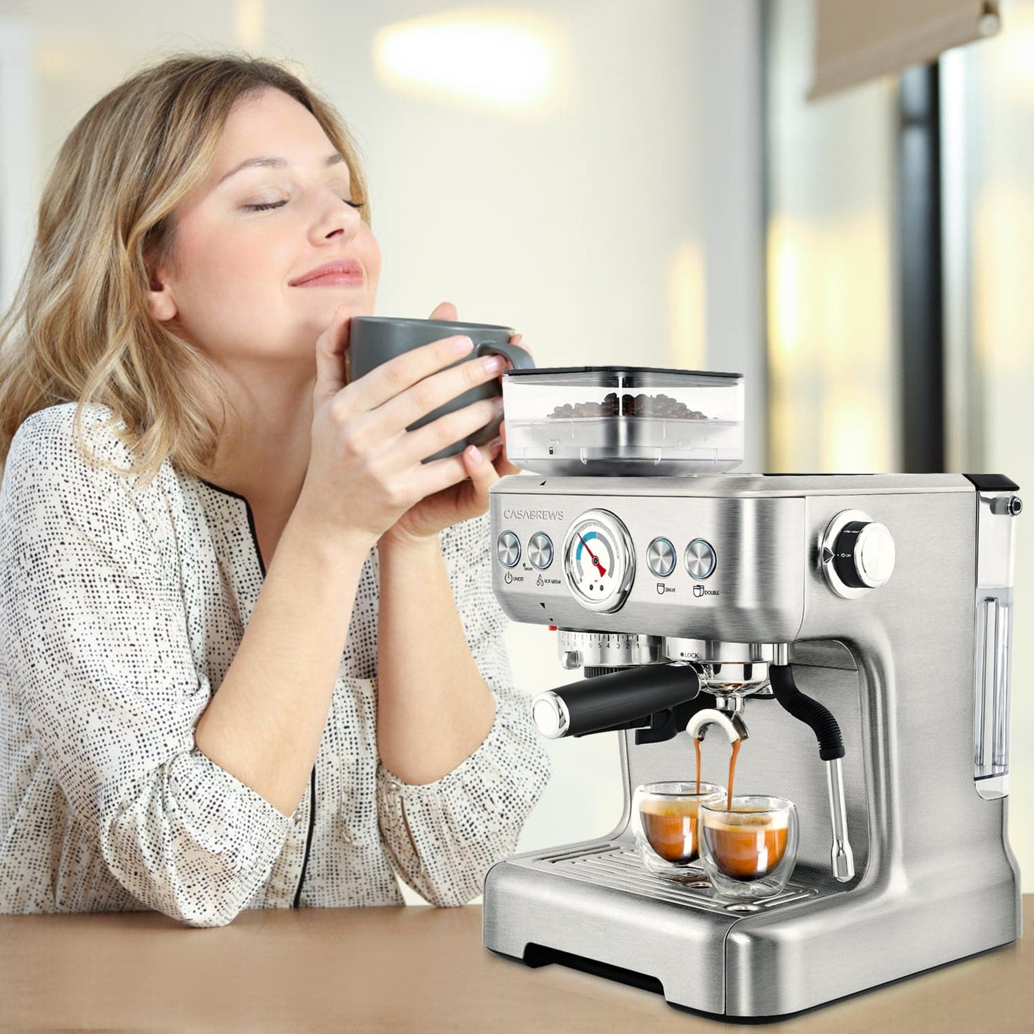 Casabrews 5700Gense™ All-in-One Espresso Machine with Grinding Memory Function
