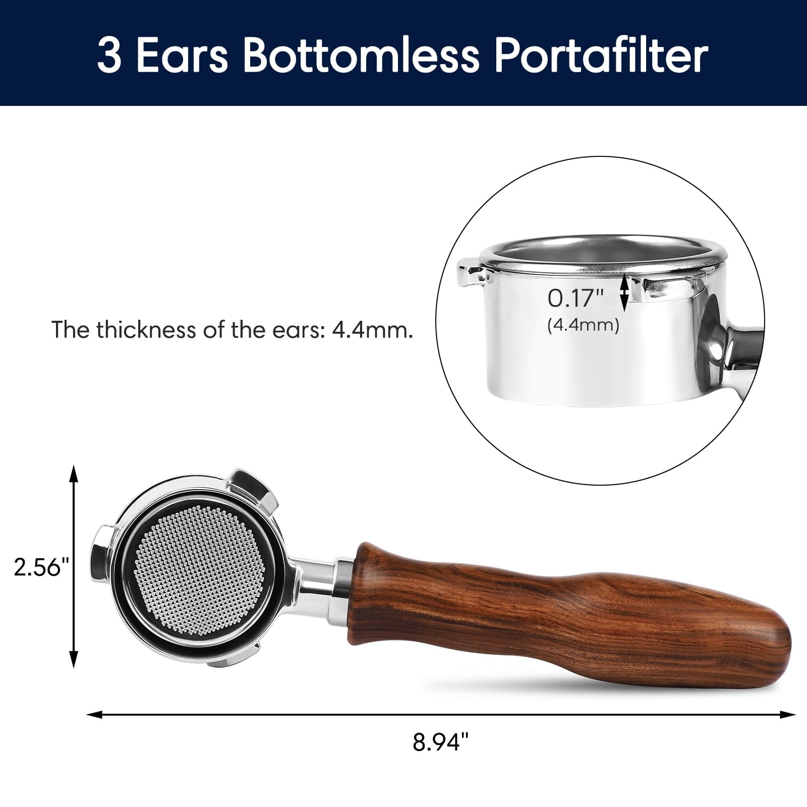 51mm Bottomless Stainless-steel Portafilter with 3 Ears